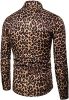 Men's Fashion Leopard Shirts Slim Fit Stand Collar Single Breasted Shirts Casual Long - Bwcs yellow-L