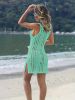 Solid Color Hollow Out Dress Without Bikini, V Neck See Through Split Crochet Cover Up Dress, Women's Swimwear & Clothing - White - XL(12)