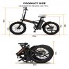 AOSTIRMOTOR Folding Electric Bicycle 500W Motor 20" Fat Tire With 36V/13Ah Li-Battery - as picture