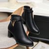 2021 Winter Women's Ankle Boots Black Plus Cotton Warm PU Leather - beige - 35