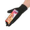Cycling gloves fleece warm mountaineering skiing non-slip touch screen reflective gloves - Black - 24cm