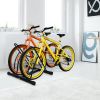 Living Room Bike Stand Cycling Rack Floor Storage Organizer For 2-Bicycle - Black - Bike Stand Cycling Rack
