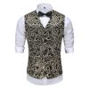 Mens Jacquard Paisley Vest, Casual Business Slim Fit Suit Vest - M