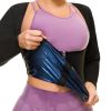 Sauna Suit For Women Sweat Body Shaper Waist Trainer Long Sleeve Zipper Shirt ( Buy A Size Up ) - L+XL