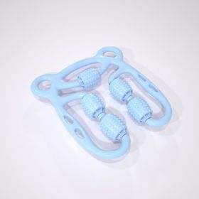 U Shape Trigger Point Massage Roller Full Body Massage Tool Arm Leg Neck Muscle Massager 4 Wheels Fitness Device For Sports (Option: New blue)